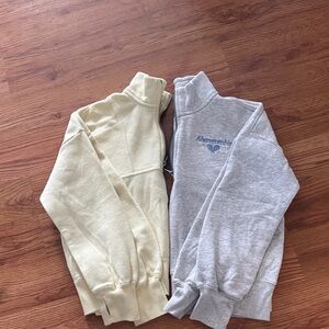 Abercrombie & Fitch Gray and Yellow Quarter-Zip Sweatshirt ( size 11/12)